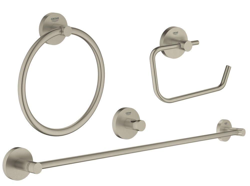 GROHE Brushed Nickel Infinity Finish&trade; 4-in-1 Bathroom Accessories Set 