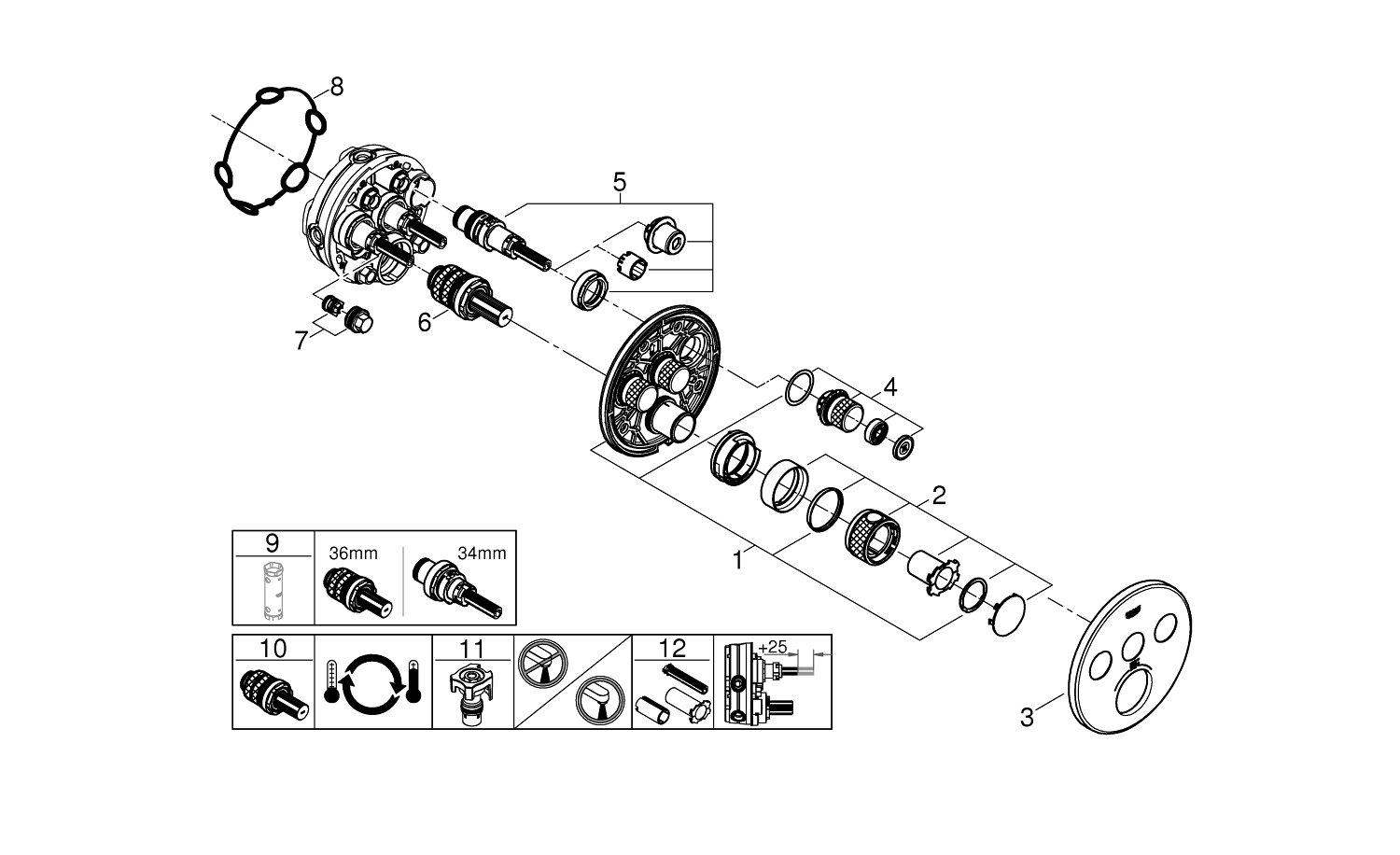GROHE StarLight&reg; Brushed Nickel Metal Valve Trim 