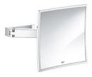 GROHE Polished Chrome 8-3/4 x 8-3/4 in. Glass and Metal Cube Cosmetic Mirror 