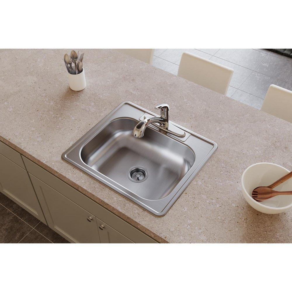 Dayton Satin 25 x 22 in. Stainless Steel Single Bowl Drop-in Kitchen Sink in Satin 