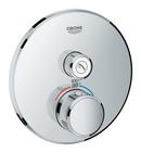 GROHE StarLight&reg; Chrome 1-Function Round Thermostatic Trim with Single Push-Button Handle 