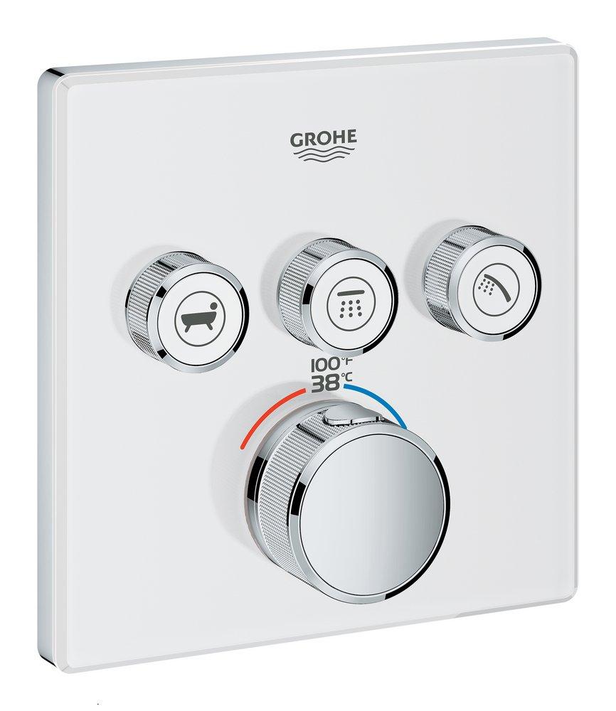 GROHE Moon White Wall Mount Thermostatic Trim with Metering Handle 