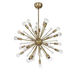23 x 23 in. 25W 24-Light 1-Tier Incandescent Chandelier in Warm Brass