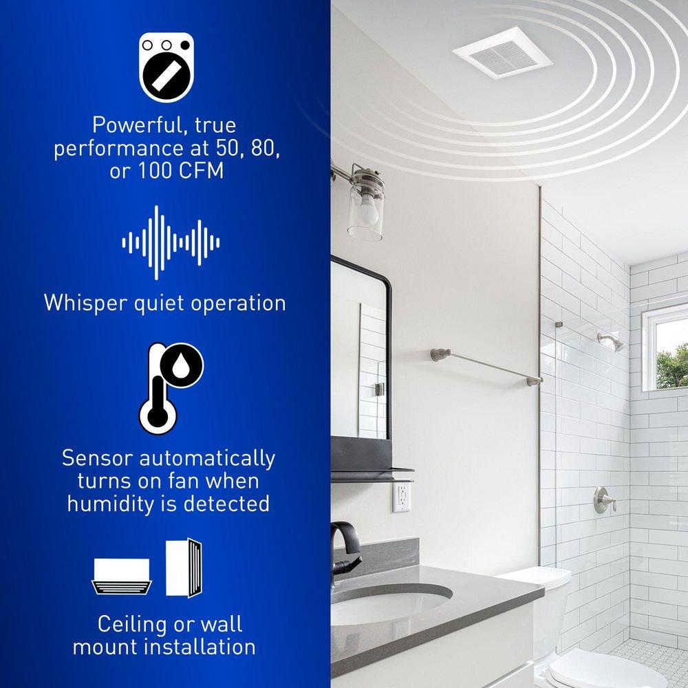 Panasonic White 50-80-100 CFM Ceiling/Wall Mount Ventilation Fan in White - 0.3-1.3 Sones - Energy Star Rated 