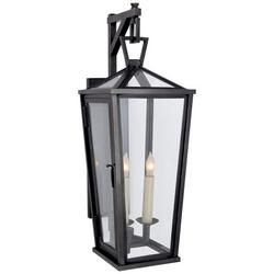 7-1/2 x 21-1/4 in. 120W 2-Light Wall Mount Candelabra E-12 Outdoor Wall Lantern in Bronze
