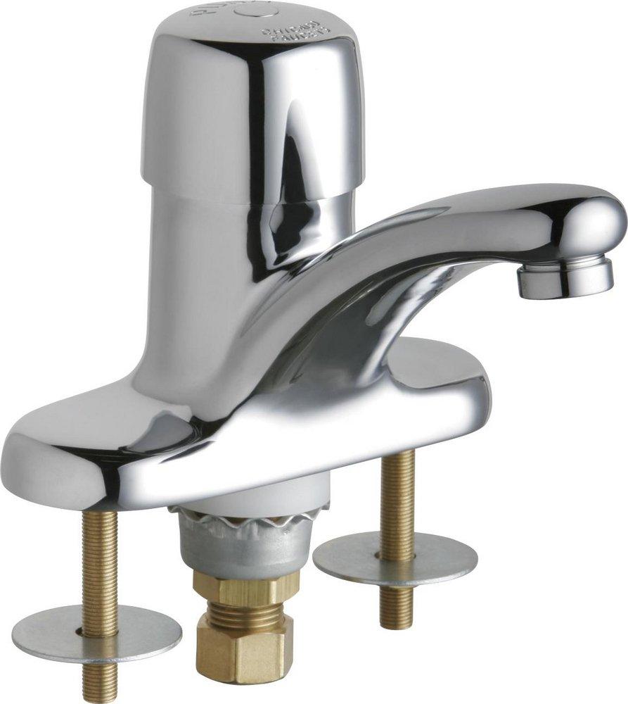 Chicago Faucets Polished Chrome 0.35 gpm 1 Hole Deck Mount Metering Sink Faucet (Less Handle) 
