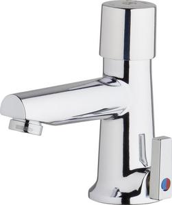 Single Handle Metering Bathroom Sink Faucet in Polished Chrome