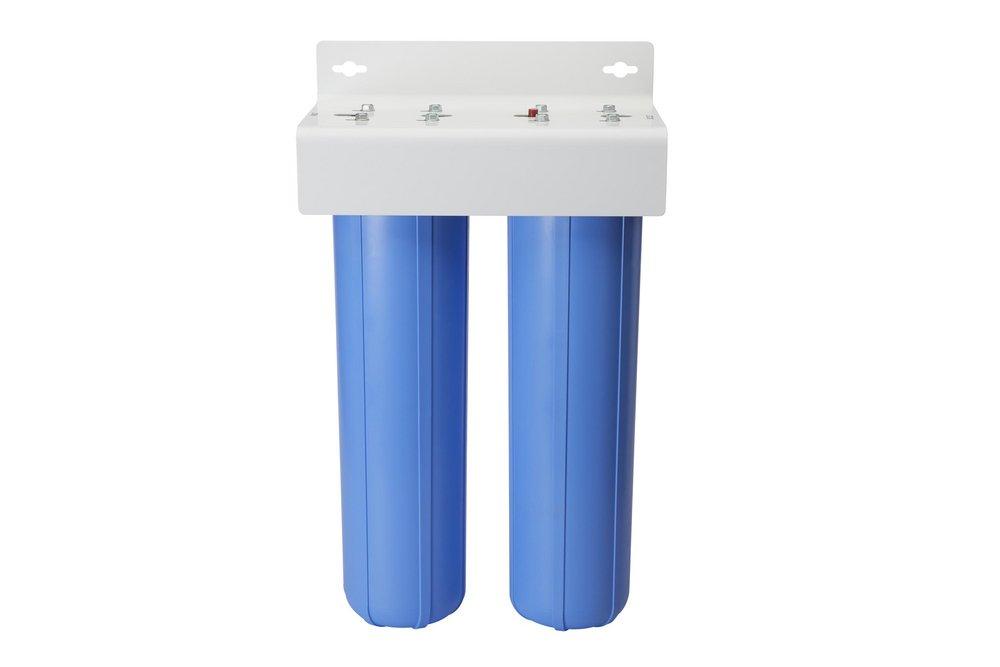 Black TWO 20" BB 1" HOUSINGS ON UNIT MOUNTING BRACKET - ASSEMBLED 