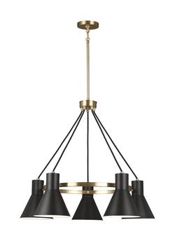 29 in. 60W 5-Light Medium E-26 Compact Fluorescent Chandelier in Satin Bronze