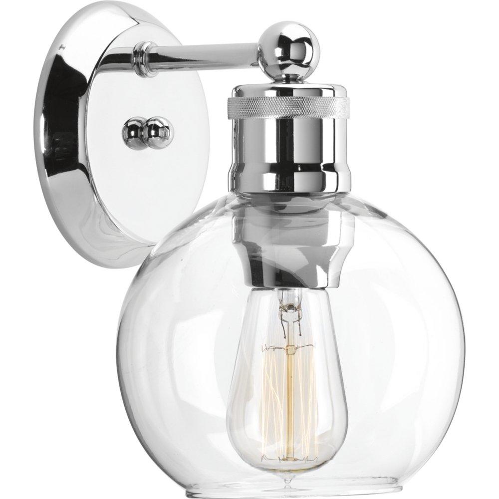 Progress Lighting Polished Nickel 6-1/2 x 9-1/2 in. 100W 1-Light Medium E-26 Incandescent Vanity Fixture with Clear Glass 