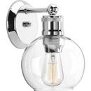 Progress Lighting Polished Nickel 6-1/2 x 9-1/2 in. 100W 1-Light Medium E-26 Incandescent Vanity Fixture with Clear Glass 