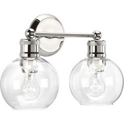 100W 2-Light Incandescent Vanity Fixture in Polished Nickel