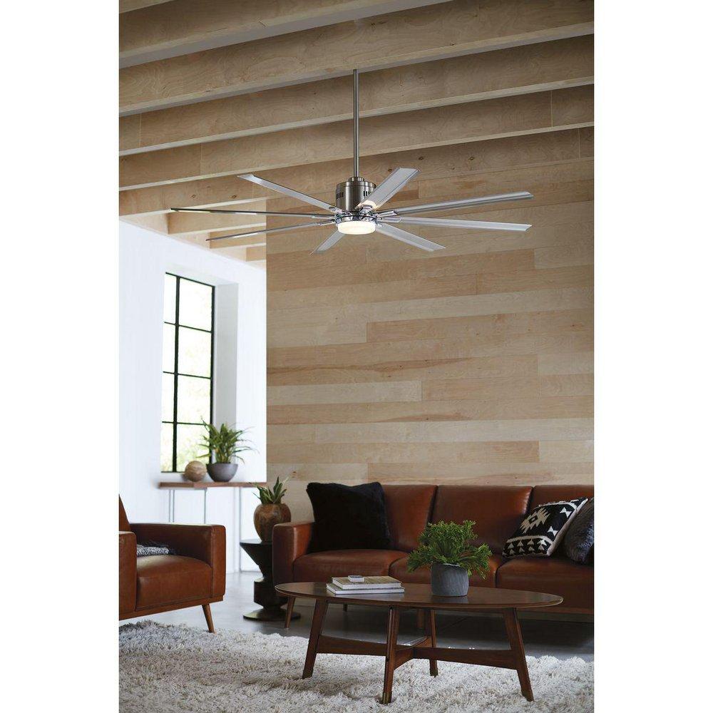 Progress Lighting Brushed Nickel 16-3/4 in. 18W 8-Blade Ceiling Fan with 72 in. Blade Span and LED Light 