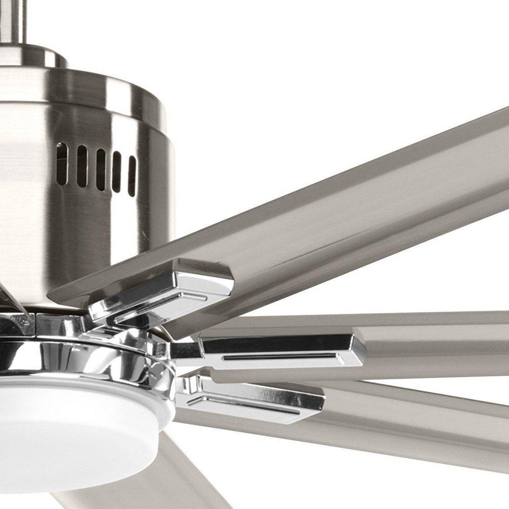 Progress Lighting Brushed Nickel 16-3/4 in. 18W 8-Blade Ceiling Fan with 72 in. Blade Span and LED Light 
