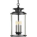 Progress Lighting Black 20-1/4 in. 360W 3-Light Ceiling Mount Candelabra E-12 Incandescent Outdoor Hanging Lantern 