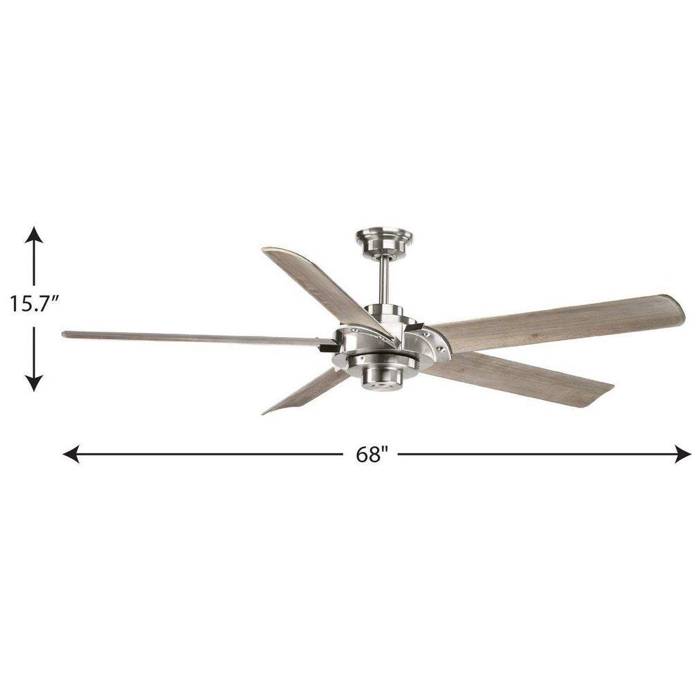 Progress Lighting Brushed Nickel 90W 5-Blade Ceiling Fan with 68 in. Blade Span 