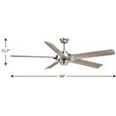 Progress Lighting Brushed Nickel 90W 5-Blade Ceiling Fan with 68 in. Blade Span 