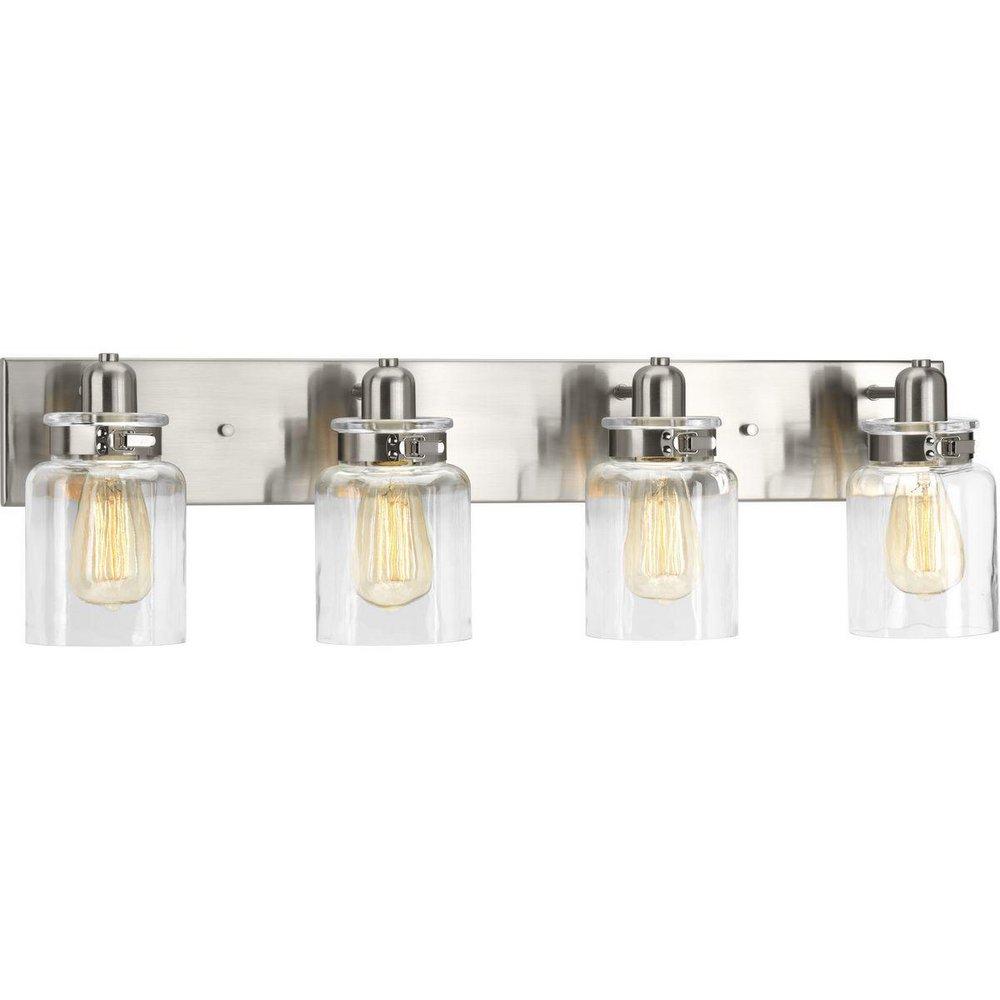 Progress Lighting Brushed Nickel 30-1/4 x 8-5/8 in. 400W 4-Light Medium E-26 Incandescent Vanity Fixture with Clear Glass 