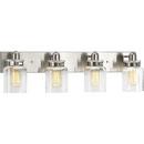 30-1/4 x 8-5/8 in. 400W 4-Light Medium E-26 Incandescent Vanity Fixture with Clear Glass in Brushed Nickel