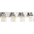 Progress Lighting Brushed Nickel 30-1/4 x 8-5/8 in. 400W 4-Light Medium E-26 Incandescent Vanity Fixture with Clear Glass 