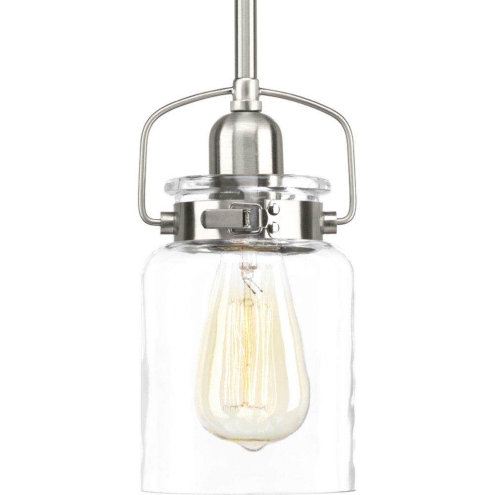 Progress Lighting Brushed Nickel 4-3/4 in. 100W 1-Light Incandescent Mini Pendant 