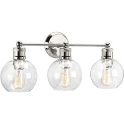 100W 3-Light Incandescent Vanity Fixture in Polished Nickel