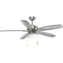 Progress Lighting Brushed Nickel 17-1/2 in. 10W 5-Blade Ceiling Fan with 52 in. Blade Span and Incandescent Light 
