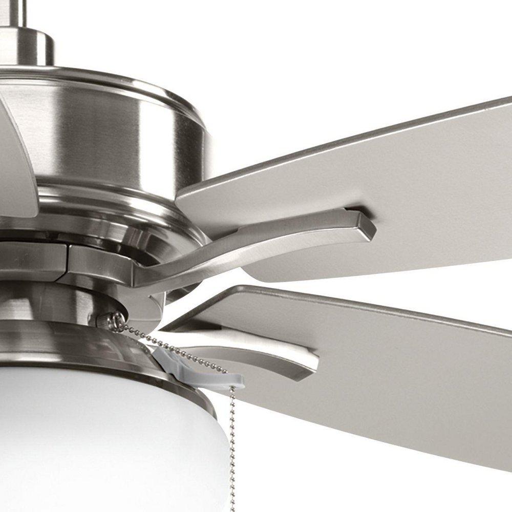 Progress Lighting Brushed Nickel 17-1/2 in. 10W 5-Blade Ceiling Fan with 52 in. Blade Span and Incandescent Light 