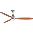 75W 3-Blade Ceiling Fan with 60 in. Blade Span and LED Light in Brushed Nickel