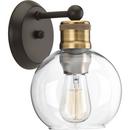 Progress Lighting Antique Bronze 6-1/2 x 9-1/2 in. 100W 1-Light Medium E-26 Incandescent Vanity Fixture with Clear Glass 