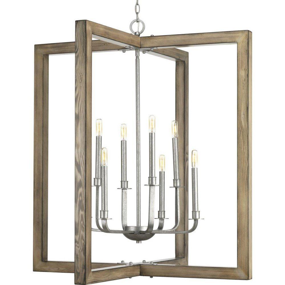 Progress Lighting Galvanized 36 in. 480W 8-Light Candelabra E-12 Incandescent Chandelier 