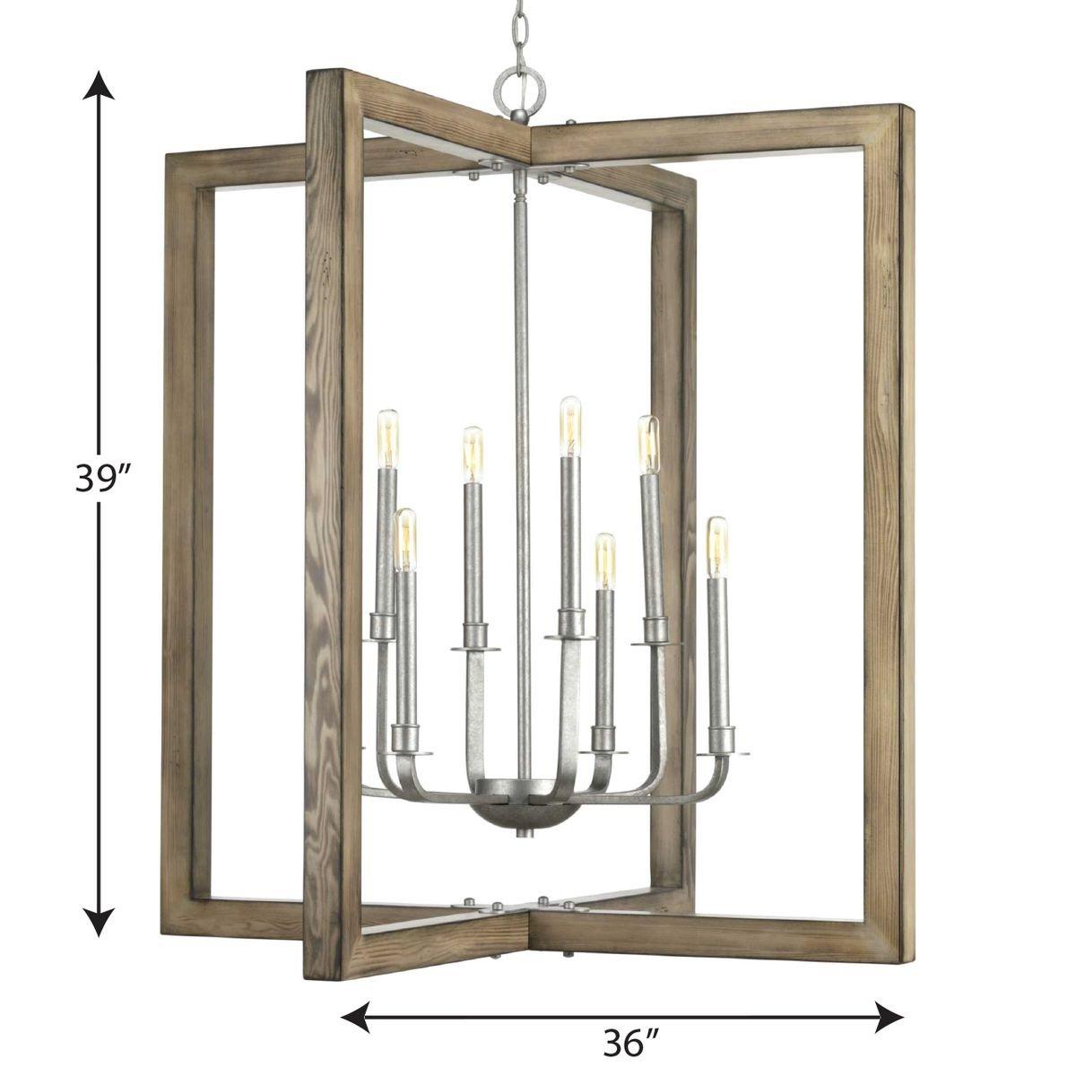Progress Lighting Galvanized 36 in. 480W 8-Light Candelabra E-12 Incandescent Chandelier 