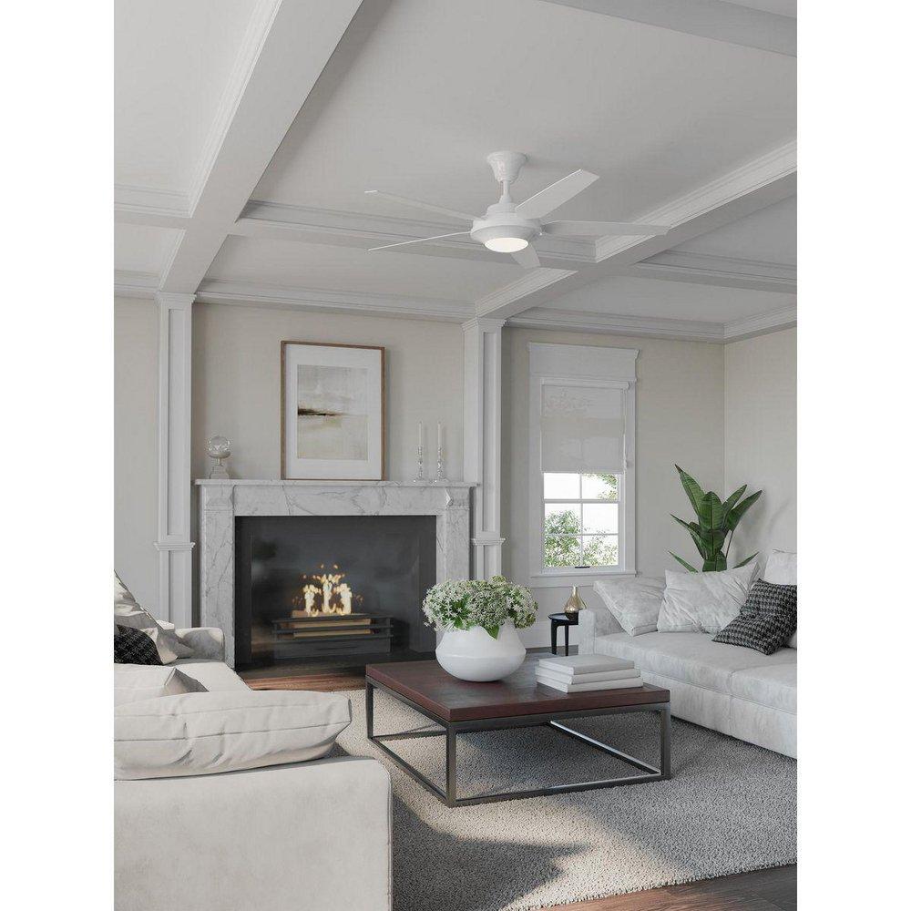 Progress Lighting White 65W 5-Blade Ceiling Fan with 54 in. Blade Span and LED Light 