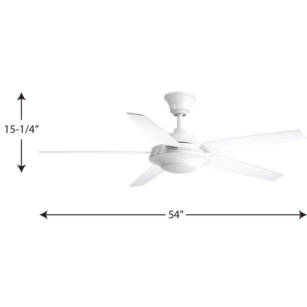 Progress Lighting White 65W 5-Blade Ceiling Fan with 54 in. Blade Span and LED Light 