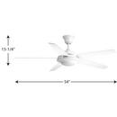 Progress Lighting White 65W 5-Blade Ceiling Fan with 54 in. Blade Span and LED Light 