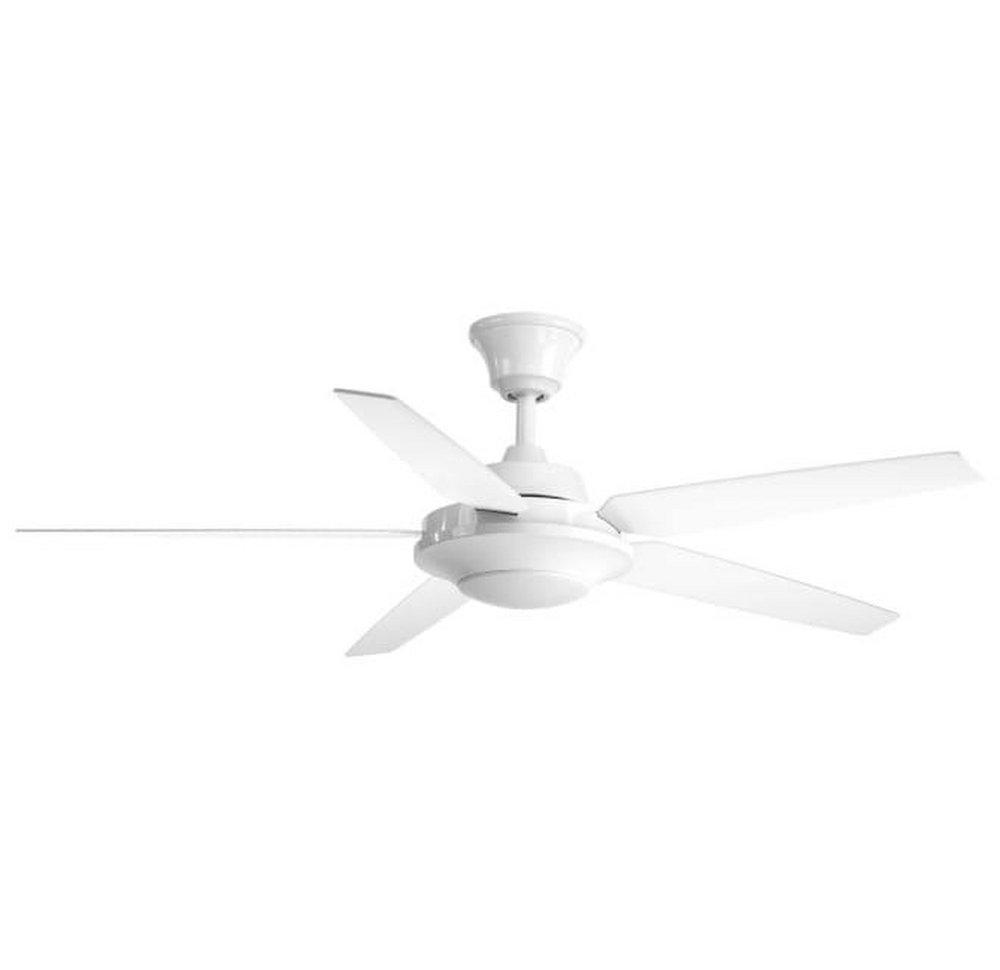 Progress Lighting White 65W 5-Blade Ceiling Fan with 54 in. Blade Span and LED Light 