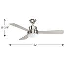 Progress Lighting Brushed Nickel 64W 3-Blade Ceiling Fan with 52 in. Blade Span and 1-Light 