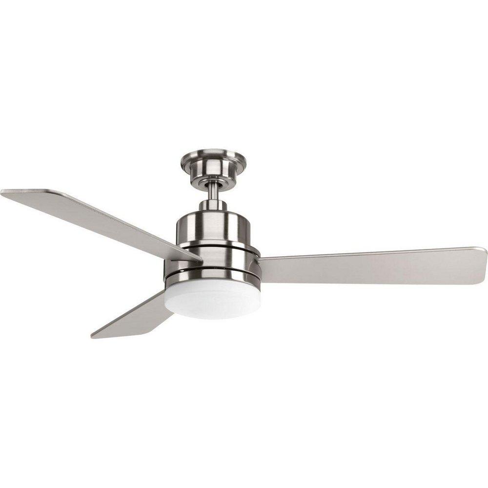 Progress Lighting Brushed Nickel 64W 3-Blade Ceiling Fan with 52 in. Blade Span and 1-Light 