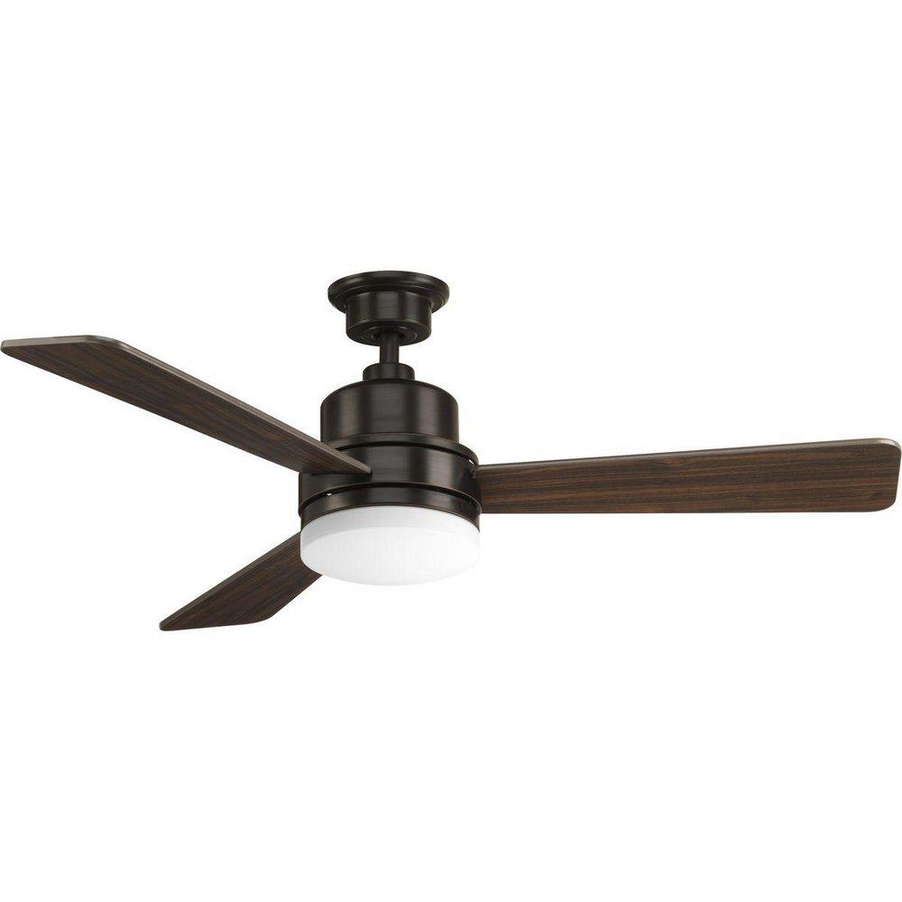 Progress Lighting Antique Bronze 64W 3-Blade Ceiling Fan with 52 in. Blade Span and 1-Light 