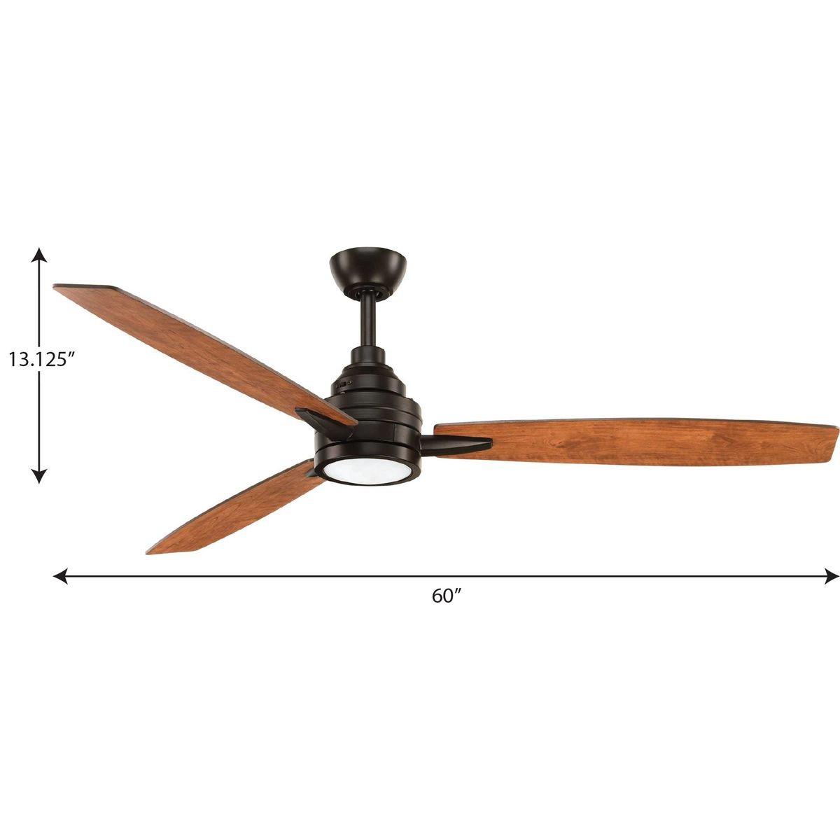 Progress Lighting Antique Bronze 13-1/8 in. 18W 3-Blade Ceiling Fan with 60 in. Blade Span and LED Light 