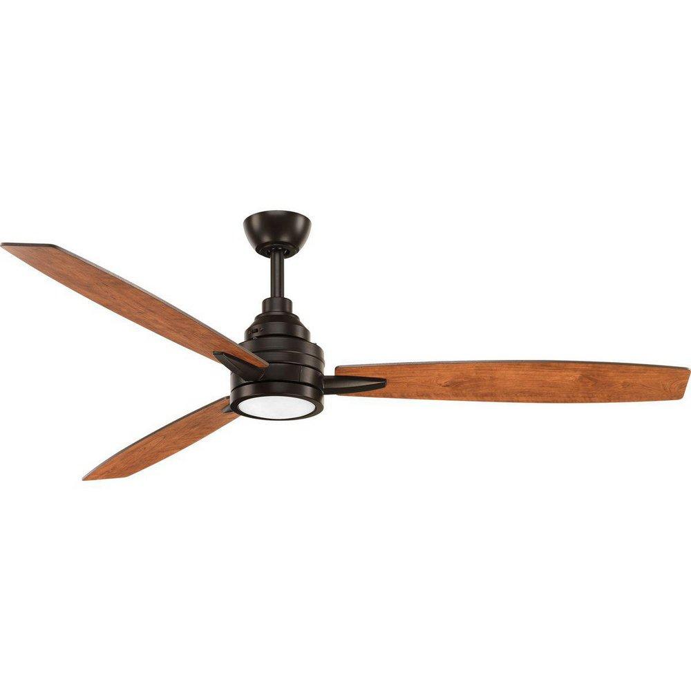Progress Lighting Antique Bronze 13-1/8 in. 18W 3-Blade Ceiling Fan with 60 in. Blade Span and LED Light 