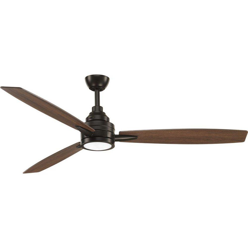 Progress Lighting Antique Bronze 75W 3-Blade Ceiling Fan with 60 in. Blade Span and LED Light 