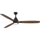 Progress Lighting Antique Bronze 75W 3-Blade Ceiling Fan with 60 in. Blade Span and LED Light 
