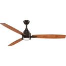 Progress Lighting Antique Bronze 75W 3-Blade Ceiling Fan with 60 in. Blade Span and LED Light 