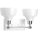 15-1/8 x 8-3/8 in. 200W 2-Light Medium E-26 Incandescent Vanity Fixture with Etched Glass in Polished Chrome