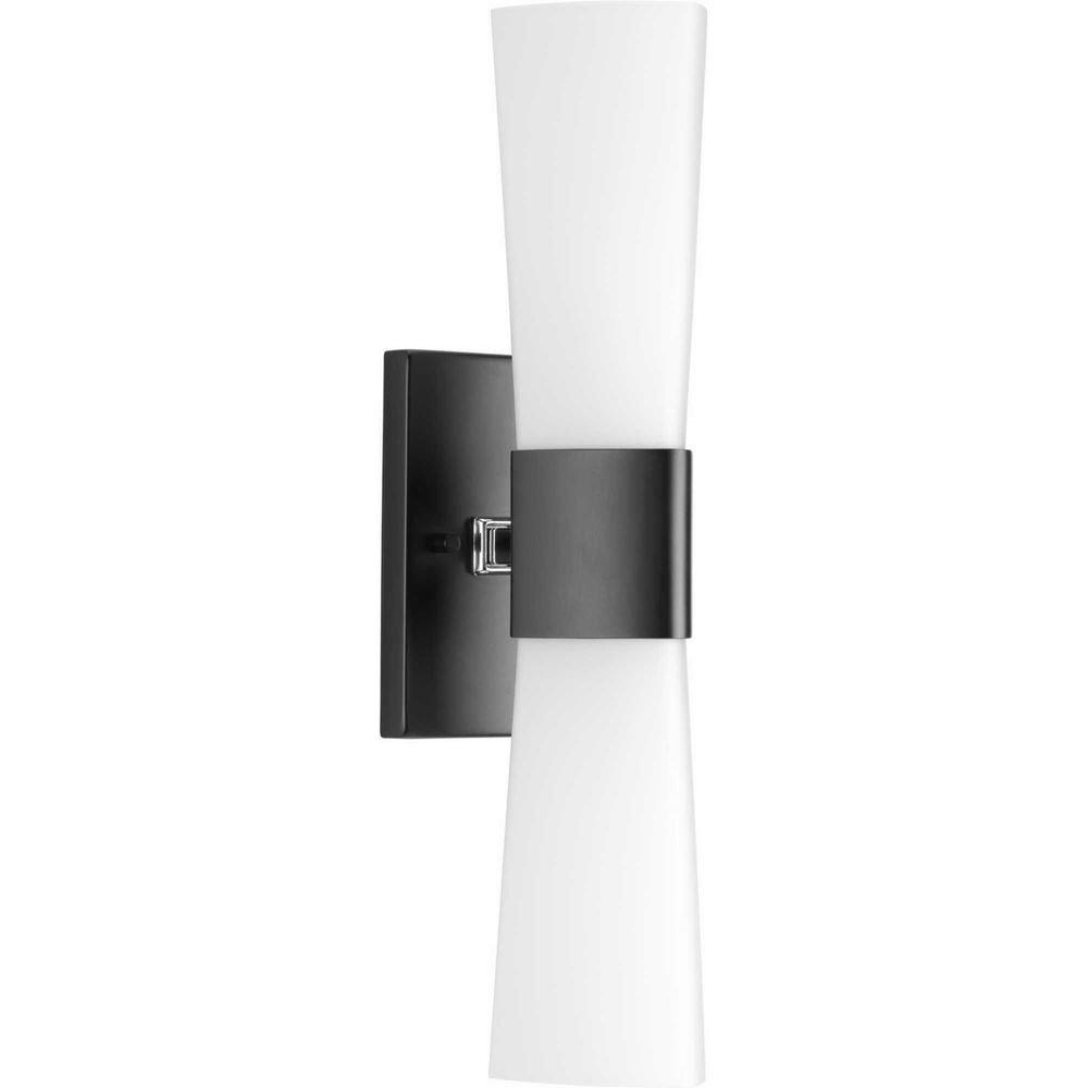 Progress Lighting Black 4-1/2 x 21 in. 200W 2-Light Medium E-26 Incandescent Vanity Fixture with Etched Opal Glass 