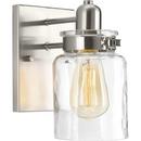5 x 8-5/8 in. 100W 1-Light Medium E-26 Incandescent Vanity Fixture with Clear Glass in Brushed Nickel