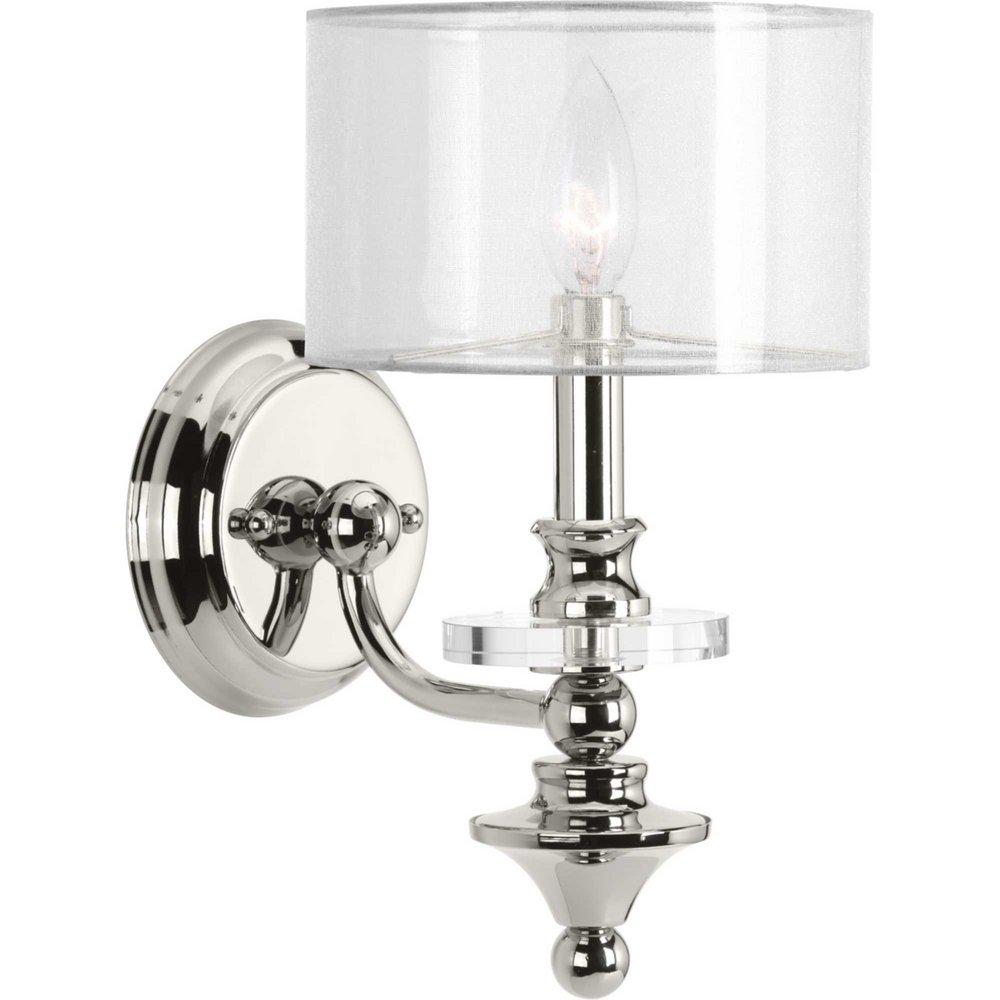 Progress Lighting Polished Nickel 6-7/8 x 12-1/4 in. 60W 1-Light Candelabra E-12 Incandescent Wall Sconce 