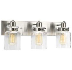 100W 3-Light Incandescent Vanity Fixture in Brushed Nickel