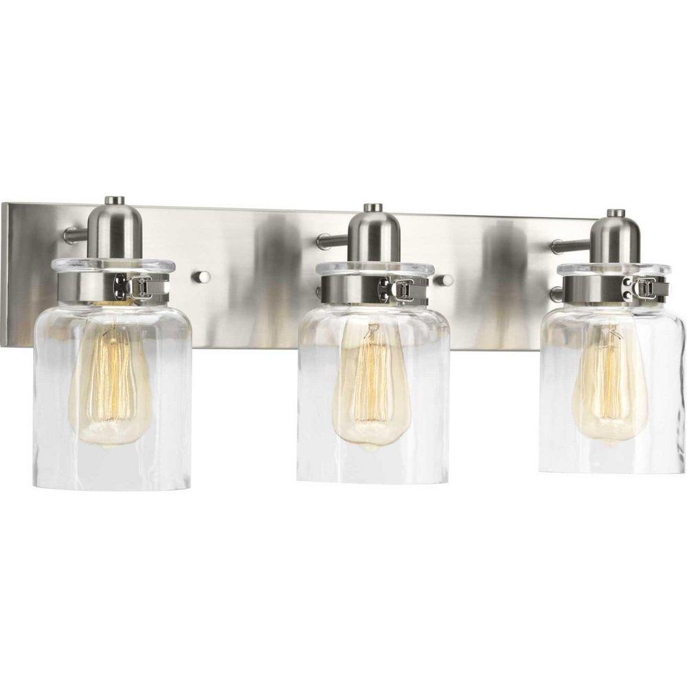 Progress Lighting Brushed Nickel 100W 3-Light Vanity Fixture with Clear Glass 